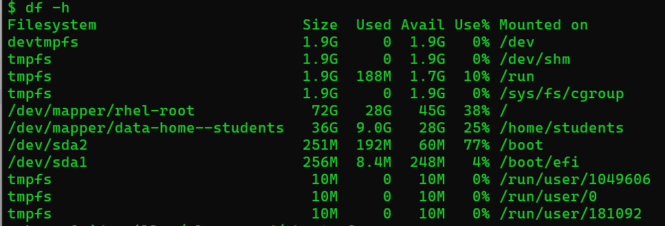df -h output