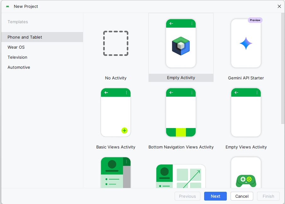 theme selection screen
