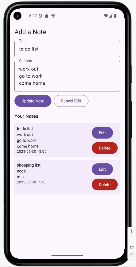 RoomDatabaseDemo App Screenshot