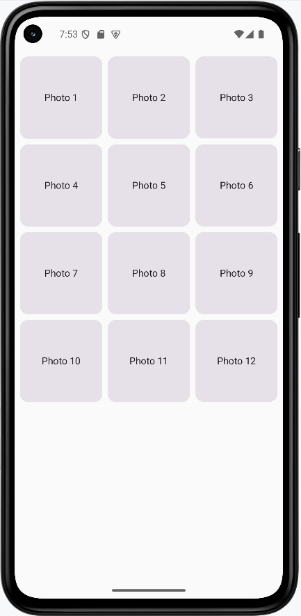 Grid List for a Photo Gallery