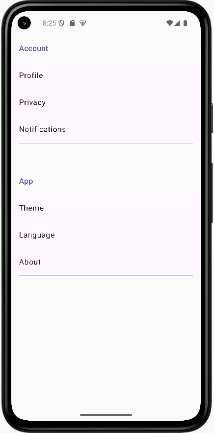 Sectioned List with Headers