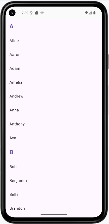 Sticky Headers in a Contact List